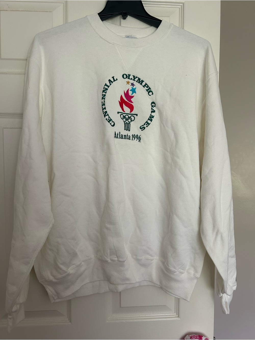 Vintage XL Centennial 1996 Atlanta Olympic Games Unisex Sweatshirt Off White